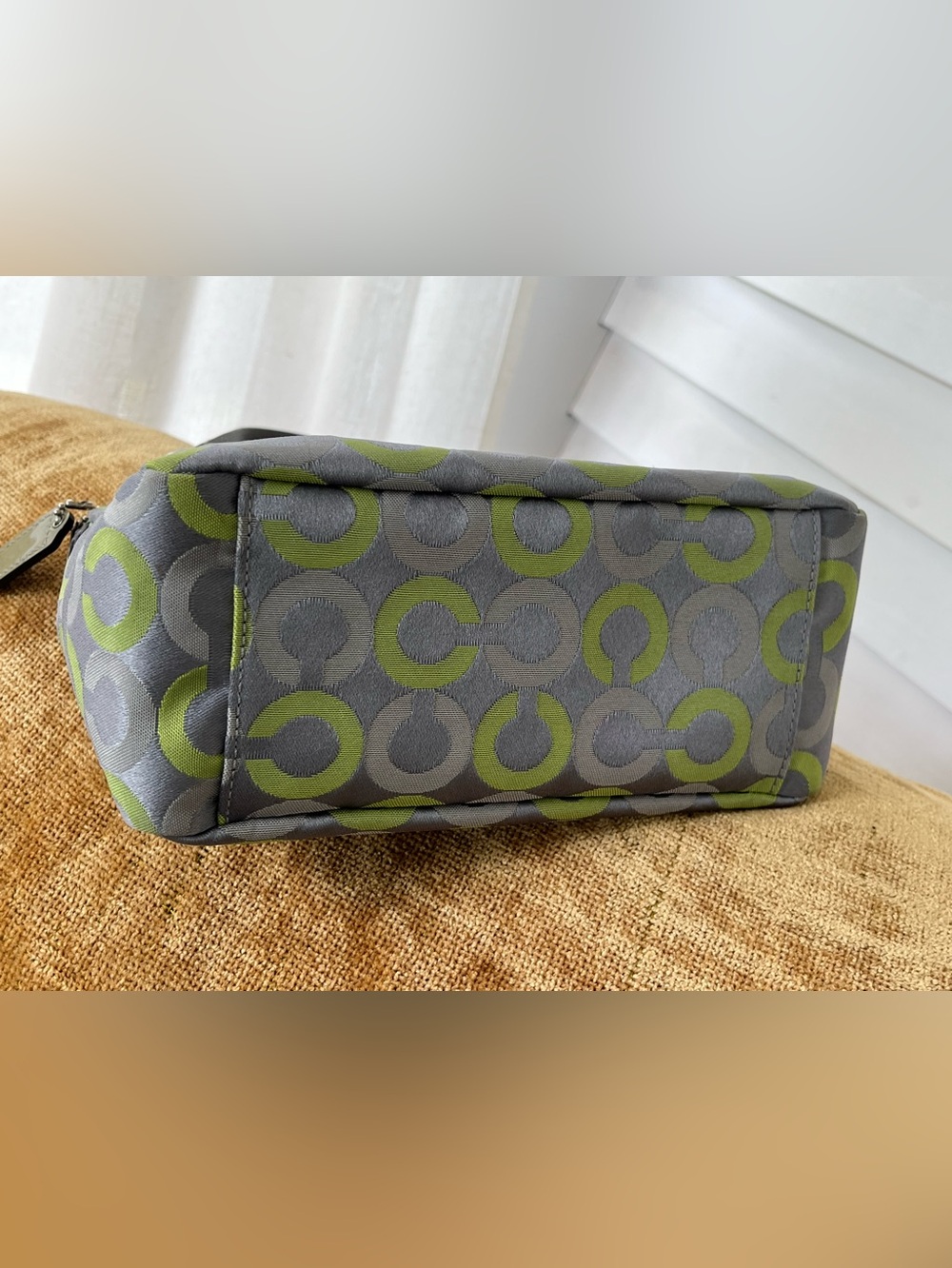 Coach Op Art Gray 🩶💚 Lime Signature Jacquard Mini Shoulder Bag Y2K, EUC - Picture 13 of 13
